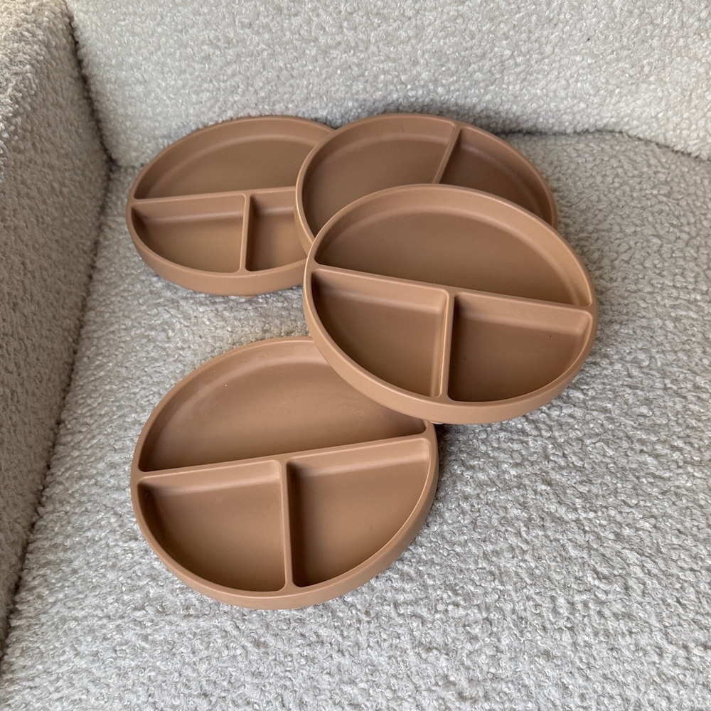 Brown Silicone Kids Divided Plates
